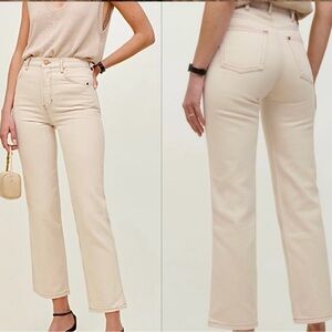 Reformation Cowboy High-Rise Straight Jeans in Cream color size 28 🐎 ORP $198